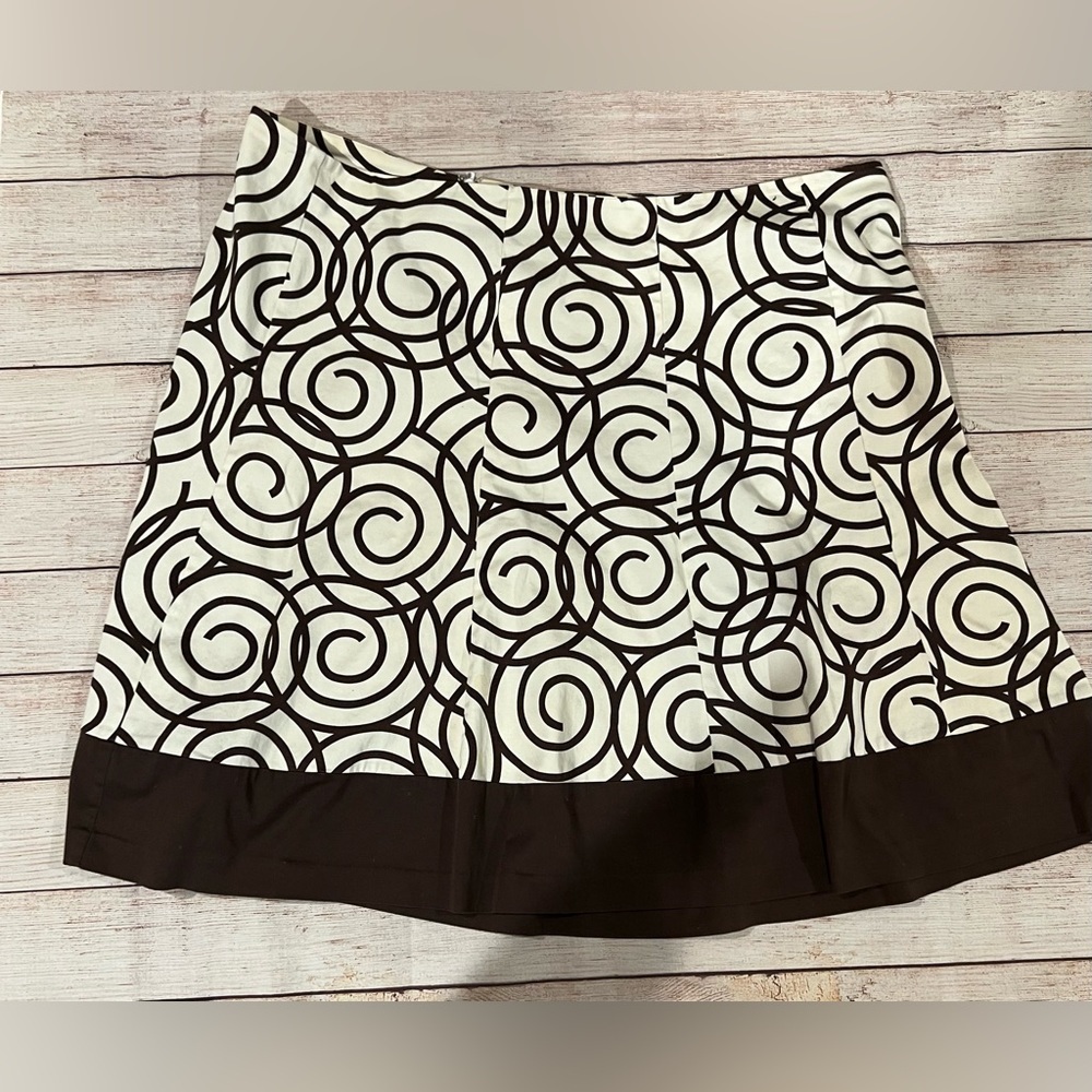Lane Bryant Skirt A-Line Cotton Stretch Brown White Sz 24